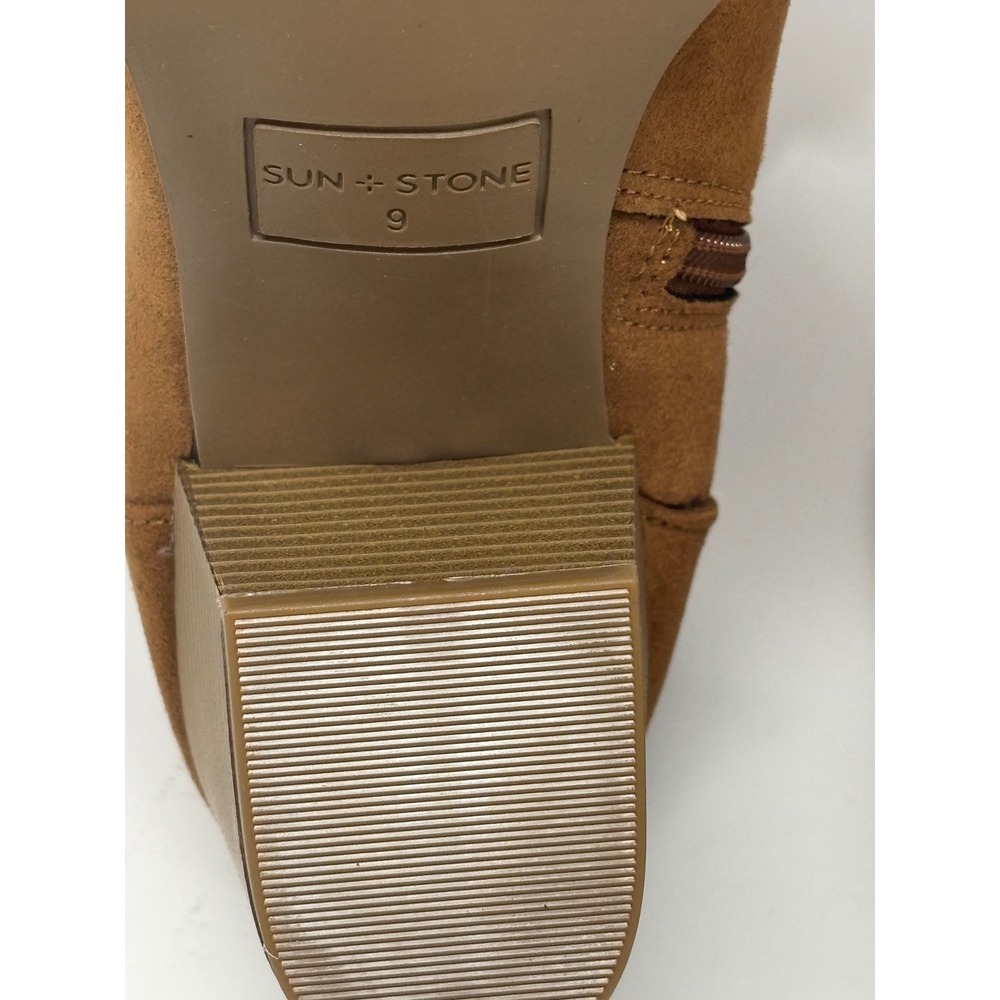 Sun + Stone Womens Cognac‎ Faux Suede Slouchy Block Heel Tall Boots Size 9 - Picture 5 of 11